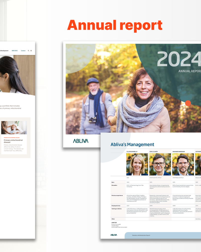 Abliva - Grafisk profil, Webbplats, Årsredovisning & annat grafiskt material