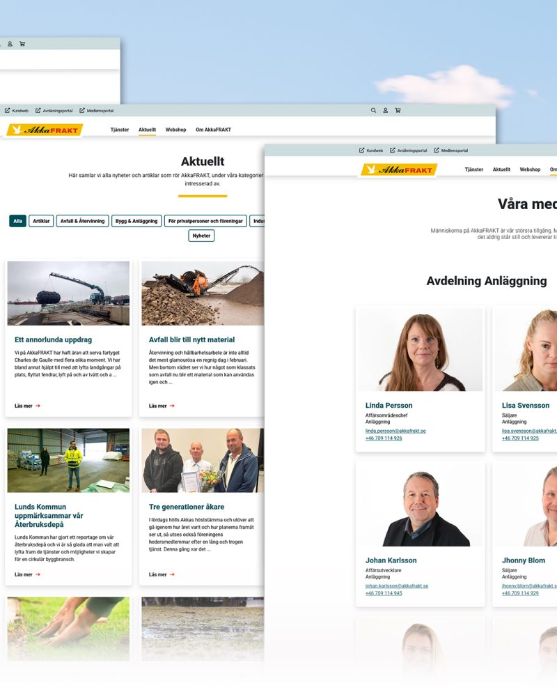 Akkafrakt webbplats